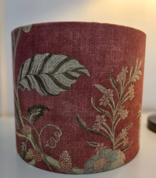 Lampenschirm aus englischem Leinen ziegelrot floral - handgefertigt - Smillas Cottage